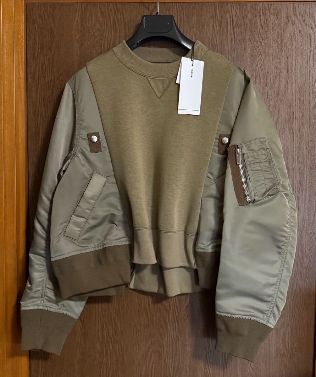 2新品 sacai スポンジ スウェット シャツ ドッキング MA-1 再構築 25SS