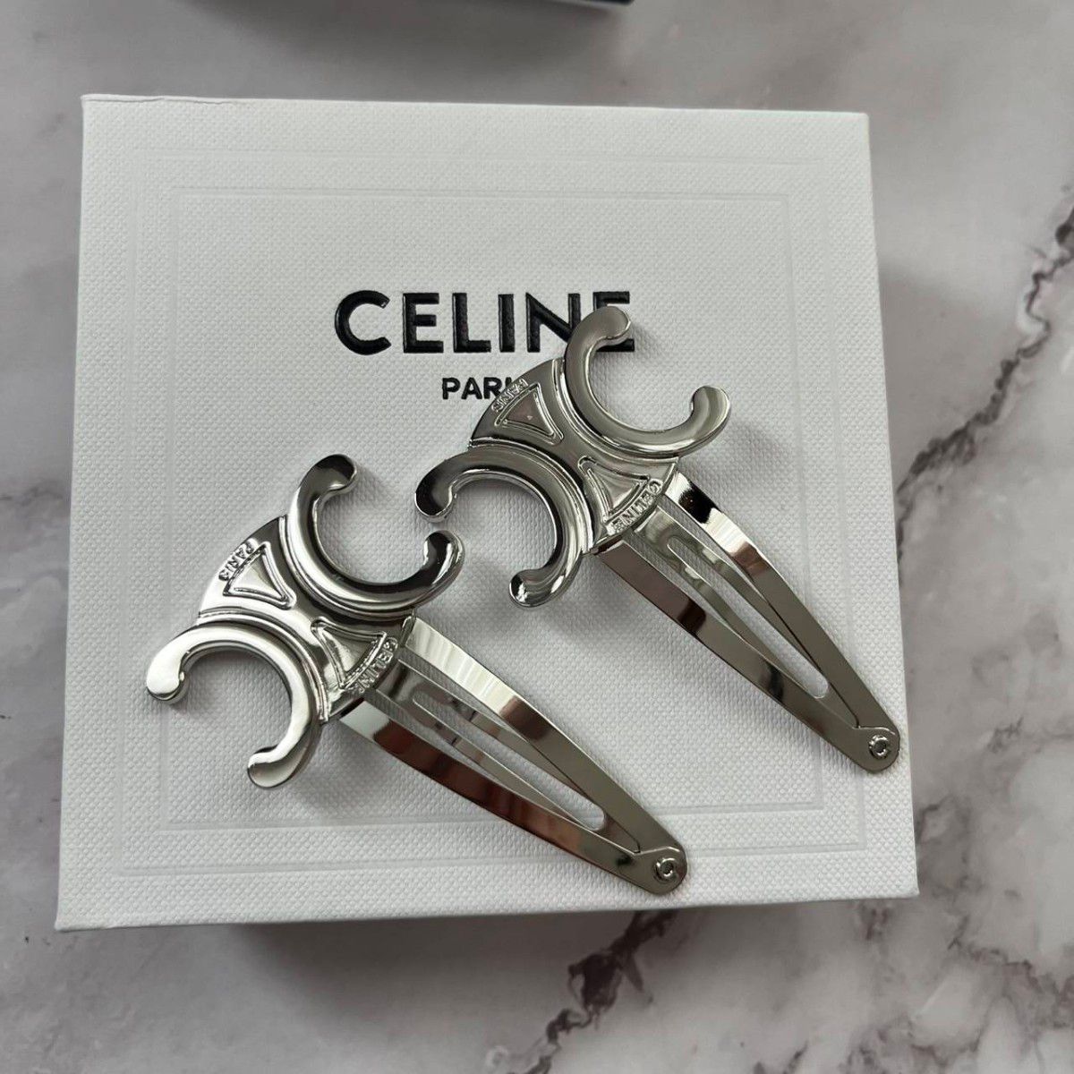 セリーヌ ヘアピン アクセサリー シルバー 左右セット 2個セット