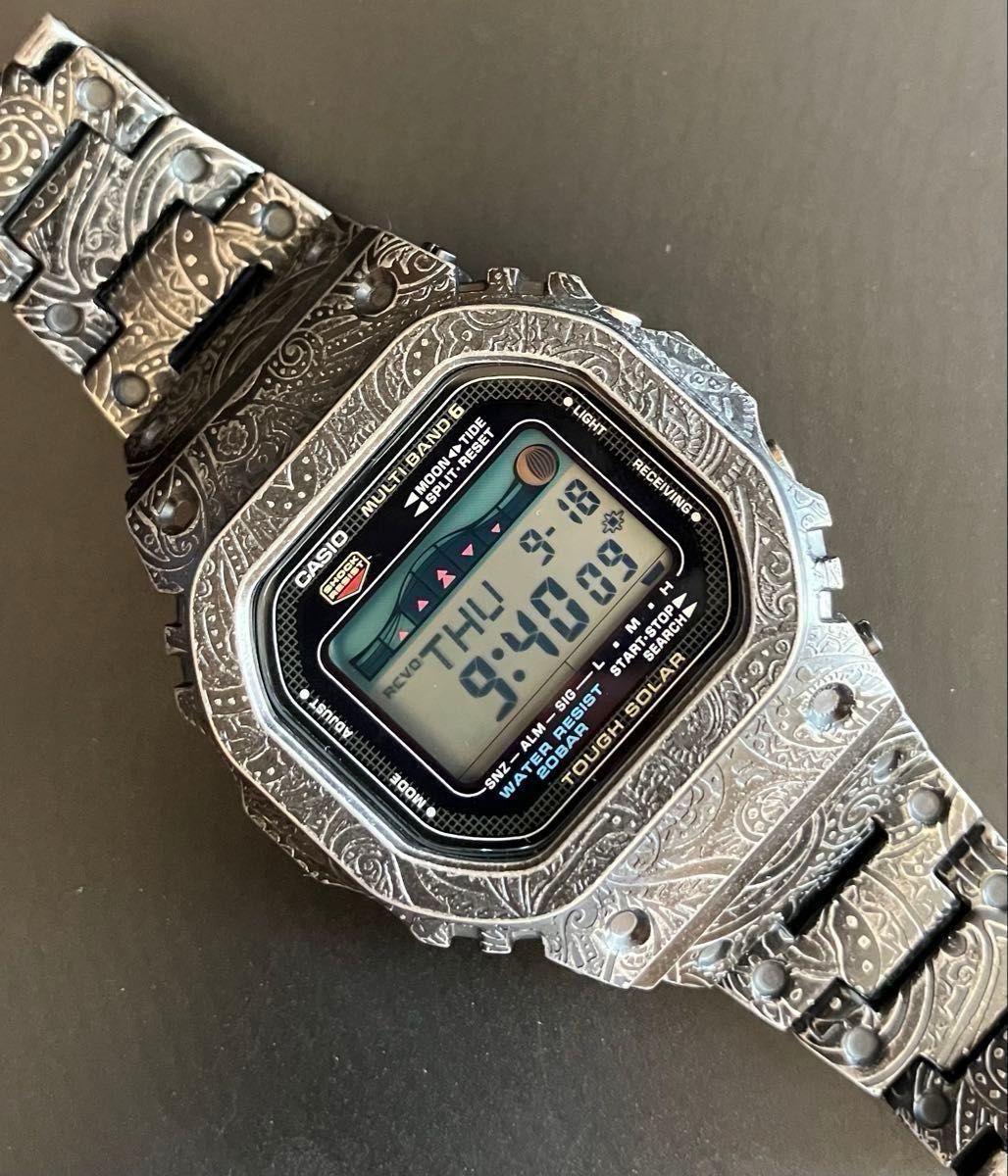 超美品】G-SHOCK gwx-5600 ブラックメタルカスタム ペイズリー柄