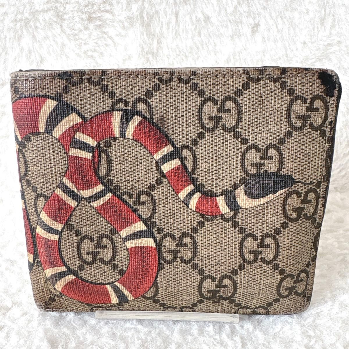 GUCCI グッチ GGスプリーム 二つ折り財布 キングスネーク パイソン 蛇