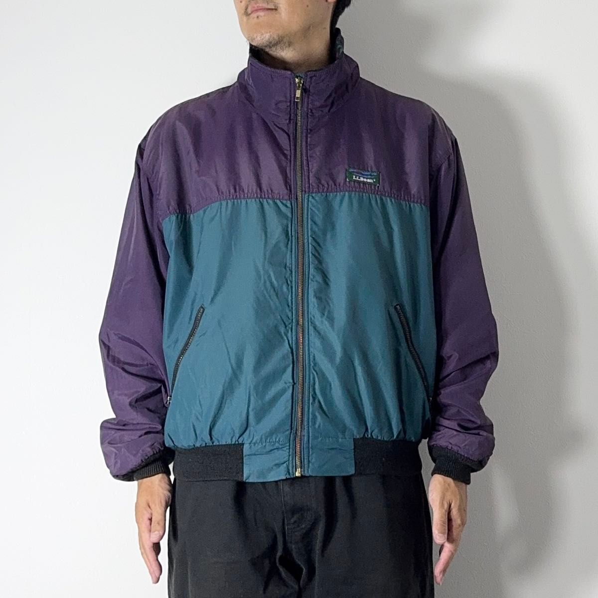 L L Bean 90s ウォームアップジャケット バイカラー裏フリース L古着