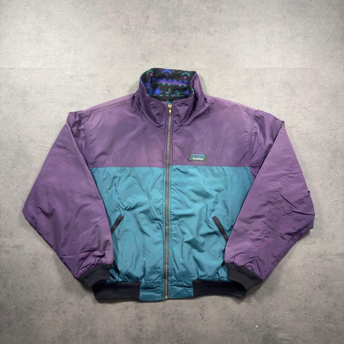 L L Bean 90s ウォームアップジャケット バイカラー裏フリース L古着