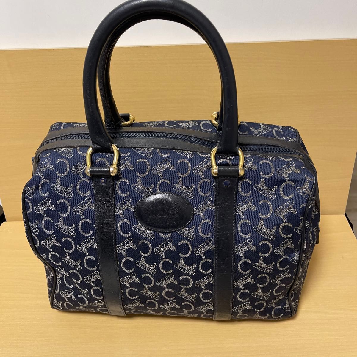 CELINE セリーヌ 馬車柄 Cマカダム ミニボストンバッグ ネイビー