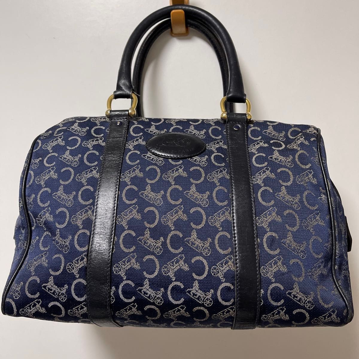 CELINE セリーヌ 馬車柄 Cマカダム ミニボストンバッグ ネイビー