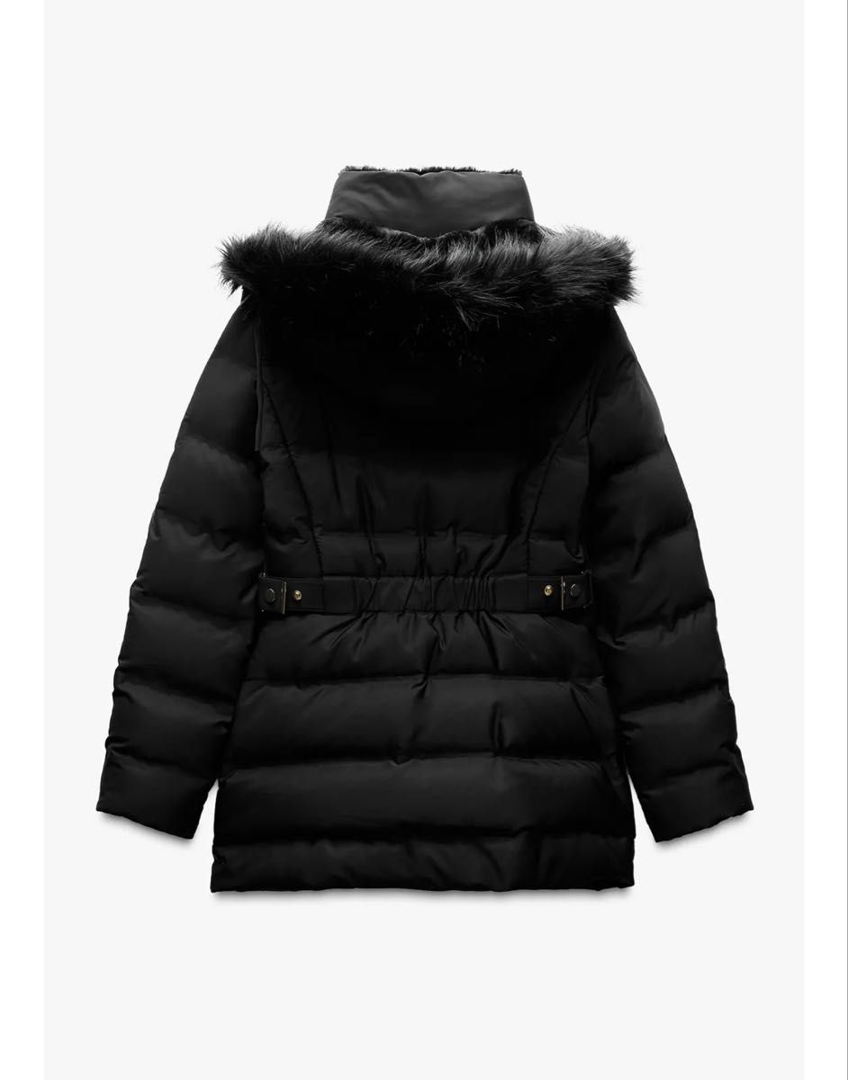 新品 未使用 ZARA ザラ セミロング丈フード付きダウンジャケット XL
