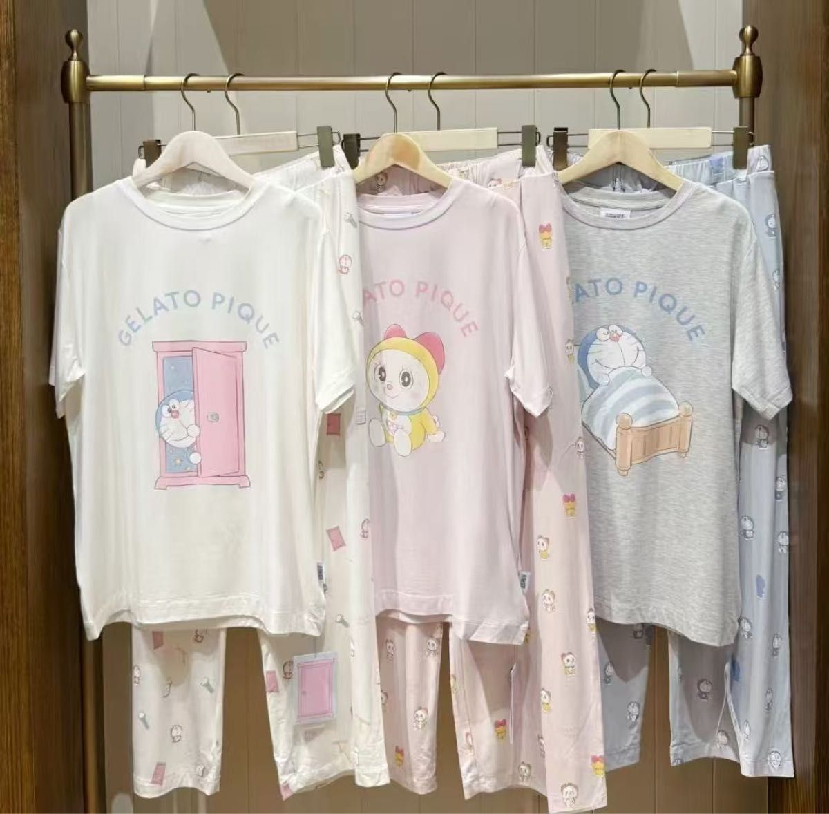 ジェラートピケ 総柄ロングパンツ ドラミちゃん ドラえもん 上下セット