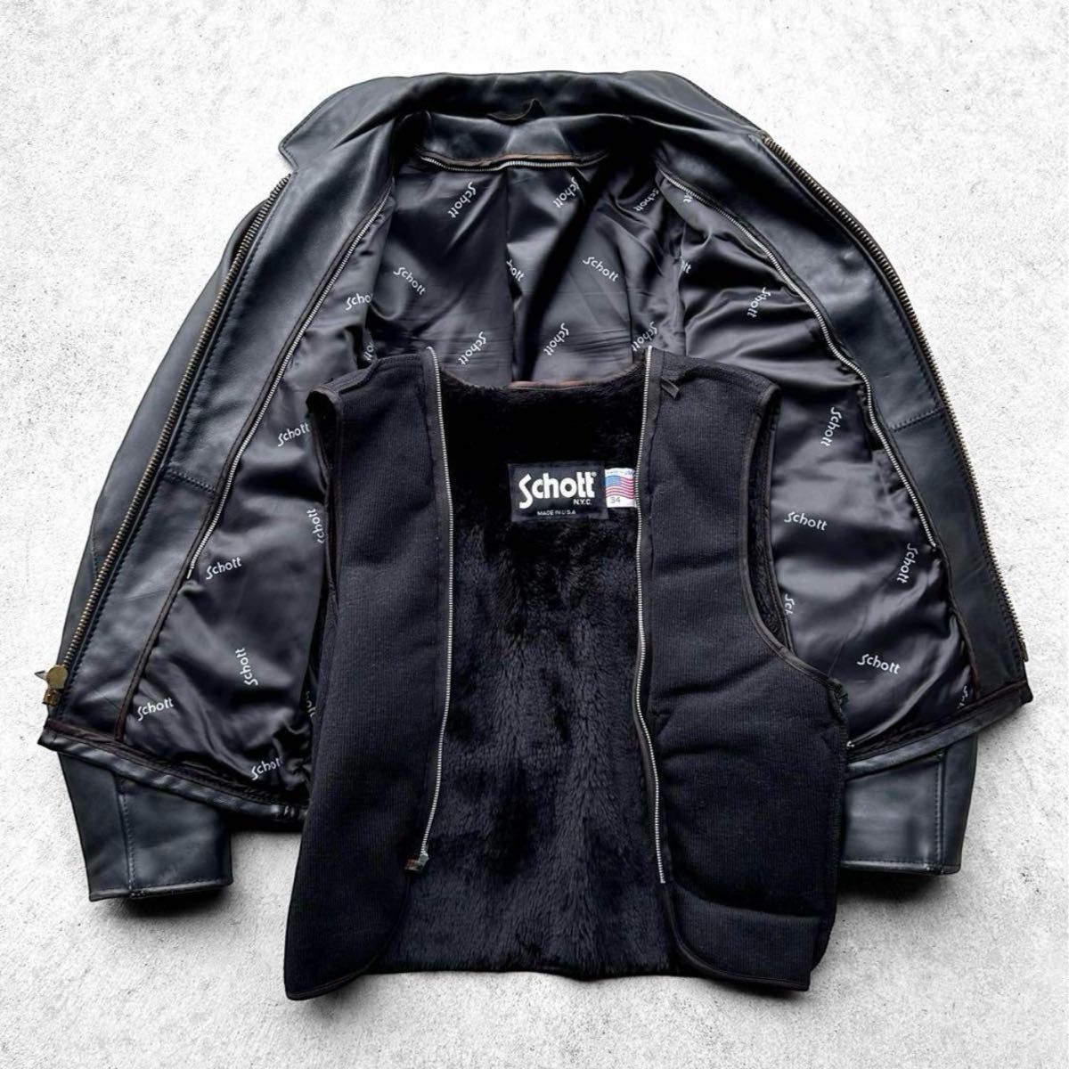 米国製 Schott ショット レザー トラッカージャケット 34 シングル