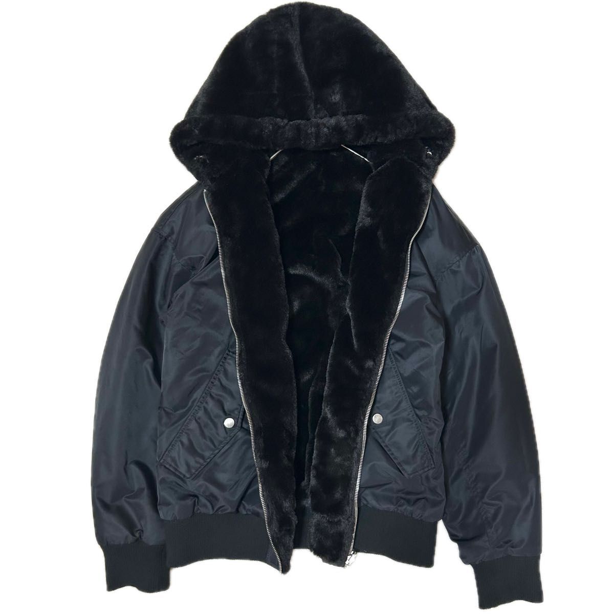 美品 ZARA ザラ リバーシブル ボンバージャケット ブルゾン ファー