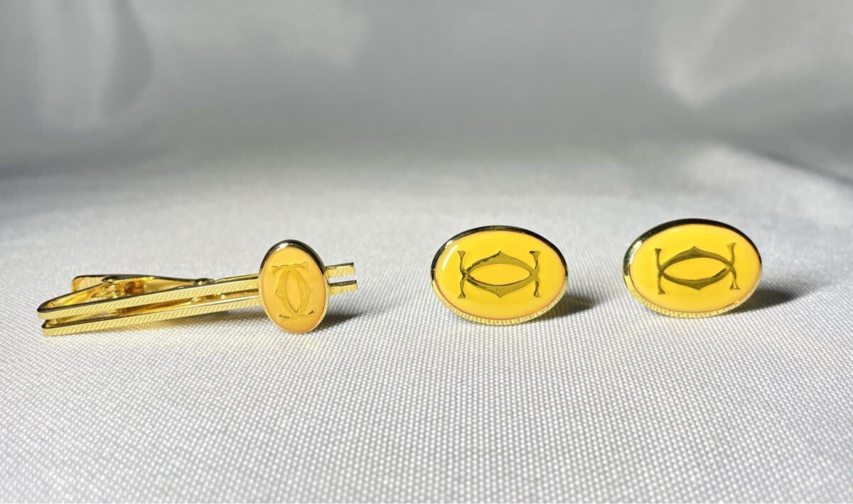 即決美品 Cartier カルティエ ダブルC ロゴ ヴィンテージ ネクタイピン