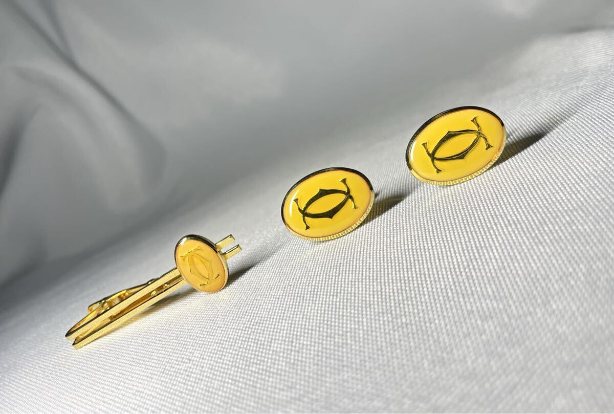 即決美品 Cartier カルティエ ダブルC ロゴ ヴィンテージ ネクタイピン