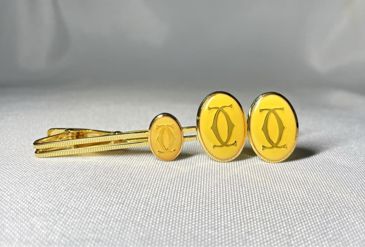 即決美品 Cartier カルティエ ダブルC ロゴ ヴィンテージ ネクタイピン