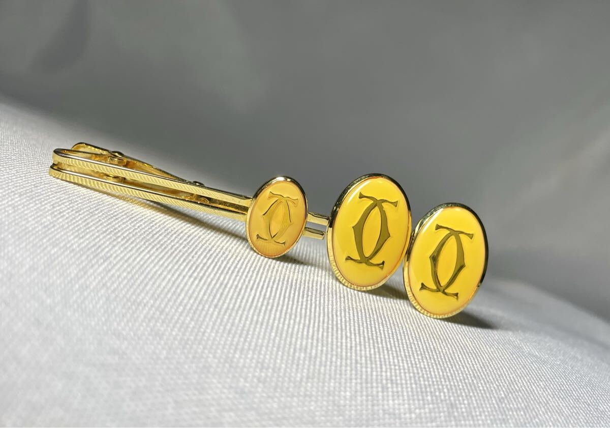 即決美品 Cartier カルティエ ダブルC ロゴ ヴィンテージ ネクタイピン