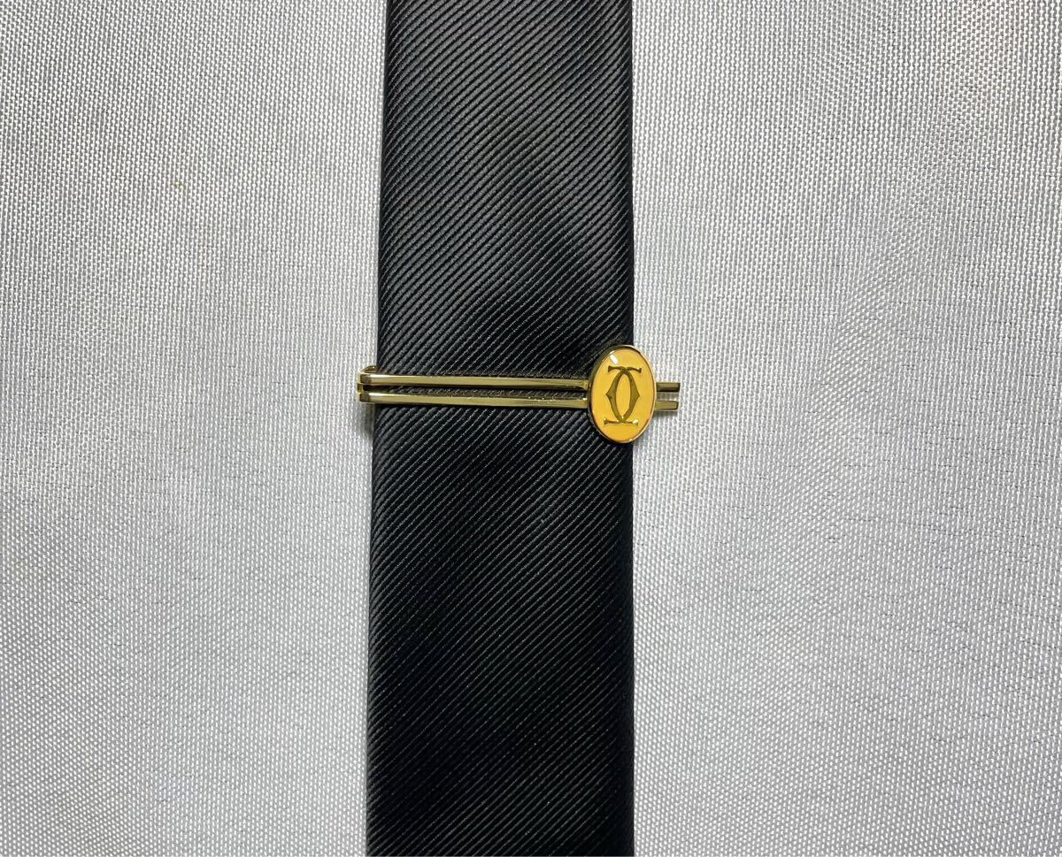 即決美品 Cartier カルティエ ダブルC ロゴ ヴィンテージ ネクタイピン