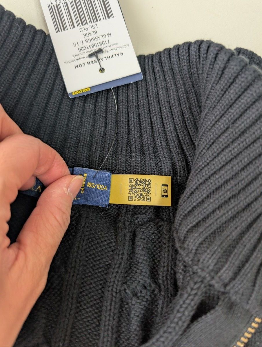 Polo Ralph Lauren ブラック ケーブルニットセーター ジップ L ラルフ