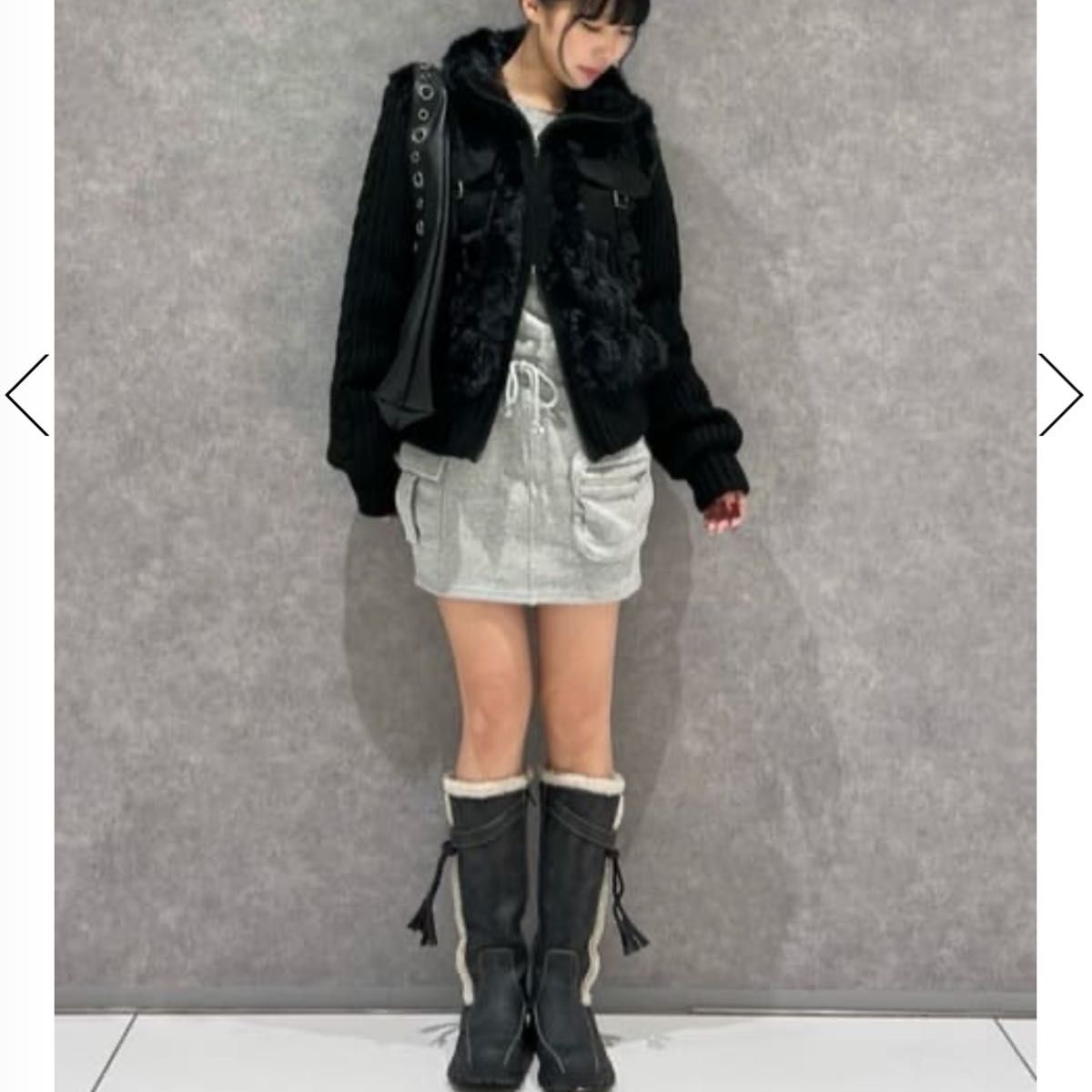 LAGUA GEM CABLE KNIT FAUX FUR ブルゾン ラグアジェム ケーブルニット