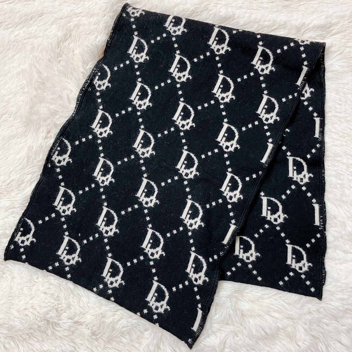ディオール dior トロッター ウール マフラー ブラック Y689 ストール