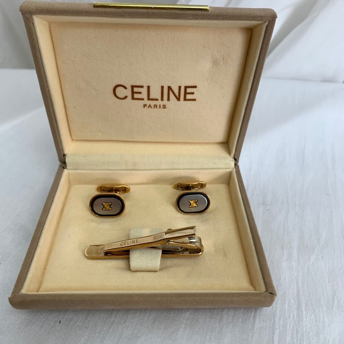 CELINE セリーヌ カフス ネクタイピン 3点セット ゴールド系