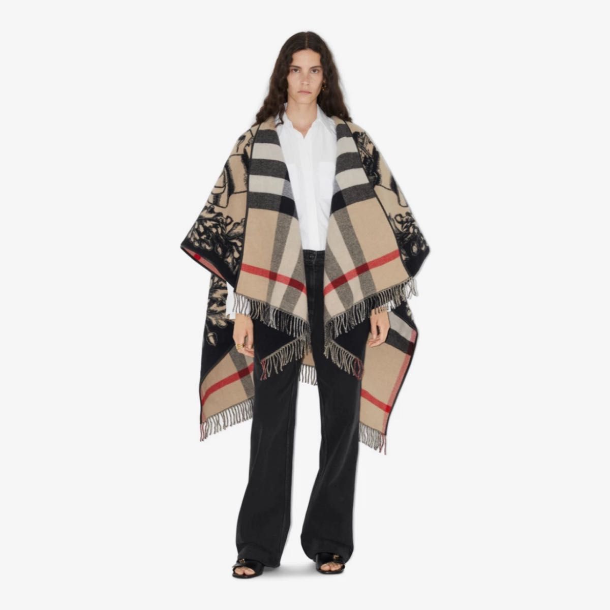 BURBERRY バーバリー ポンチョ ケープ カシミア シルク ベージュ