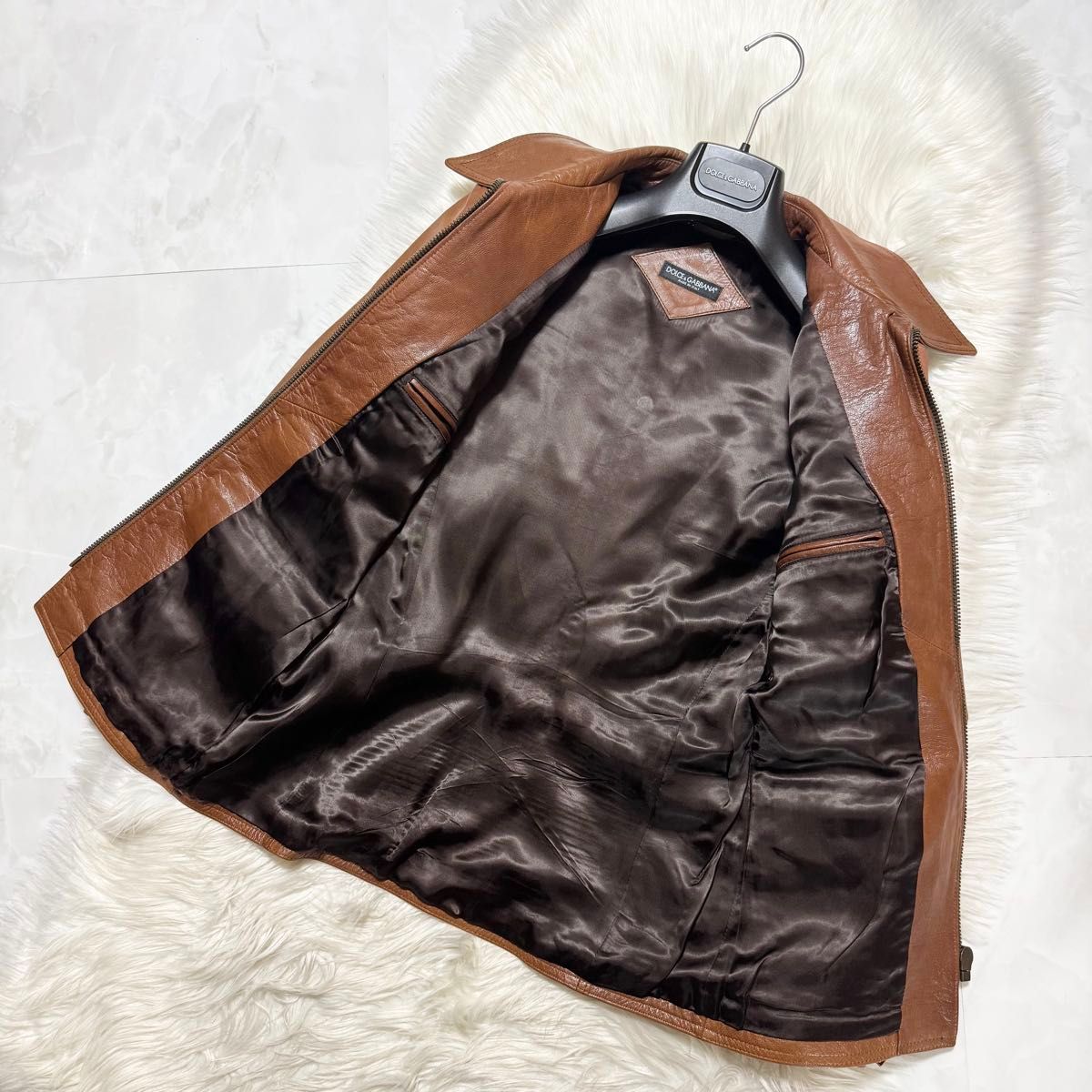 本物 ランウェイ ドルチェ＆ガッバーナ ZIP UP レザー ジャケット 44