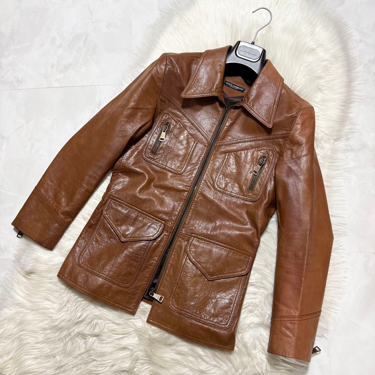 本物 ランウェイ ドルチェ＆ガッバーナ ZIP UP レザー ジャケット 44