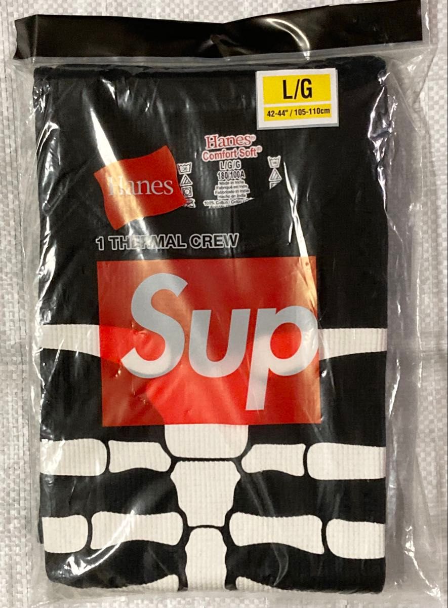 新品 Supreme x Hanes 24F/W Bones Thermal Crew Black M シュプリーム