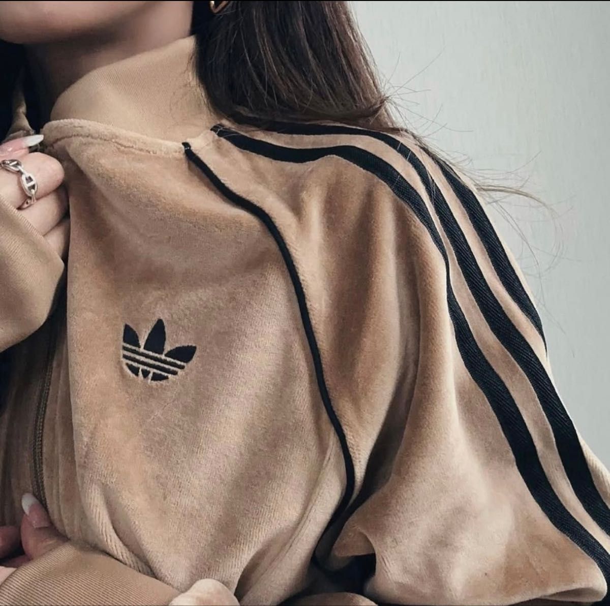 新品S】アディダス adidasアディカラー ブラウン ベロア トラック