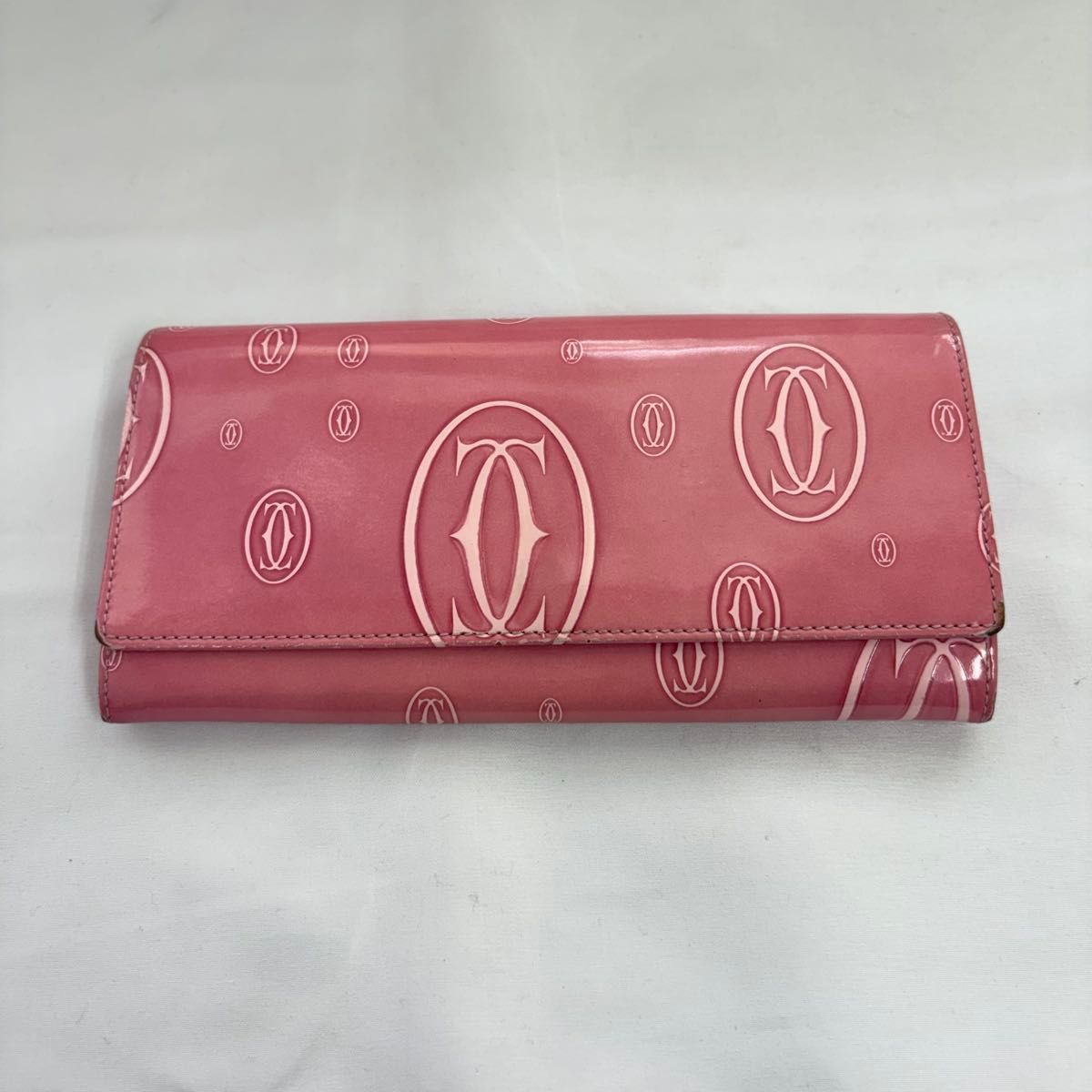 Cartier カルティエ ハッピーバースデー 長財布 ピンク エナメル