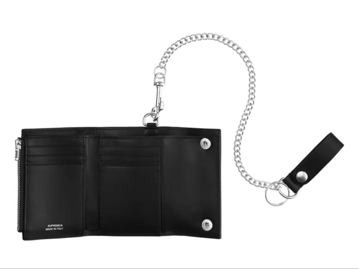 25FW supreme Leather Chain Wallet BLACK シュプリーム レザー