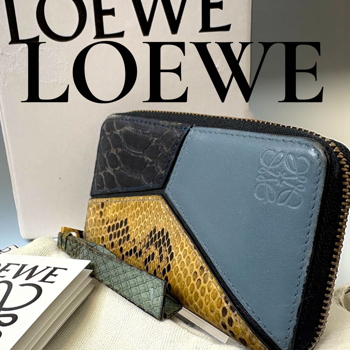 LOEWE ロエベ パズル アナグラム レザー パイソン ラウンドファスナー