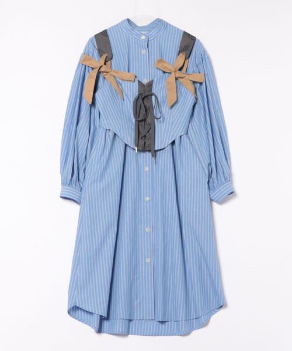 Vivienne Westwood コットンストライプコルセットシャツワンピース