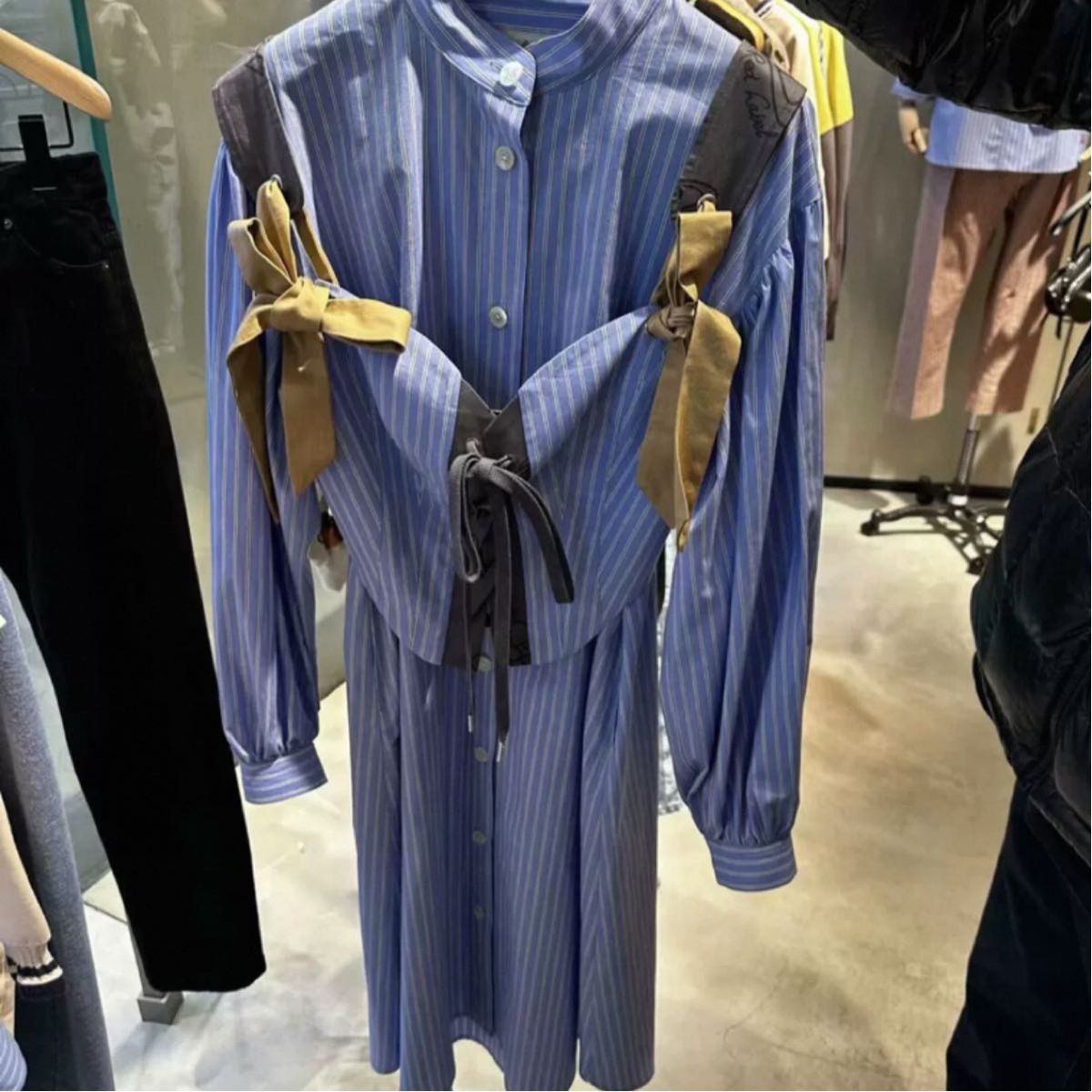 Vivienne Westwood コットンストライプコルセットシャツワンピース