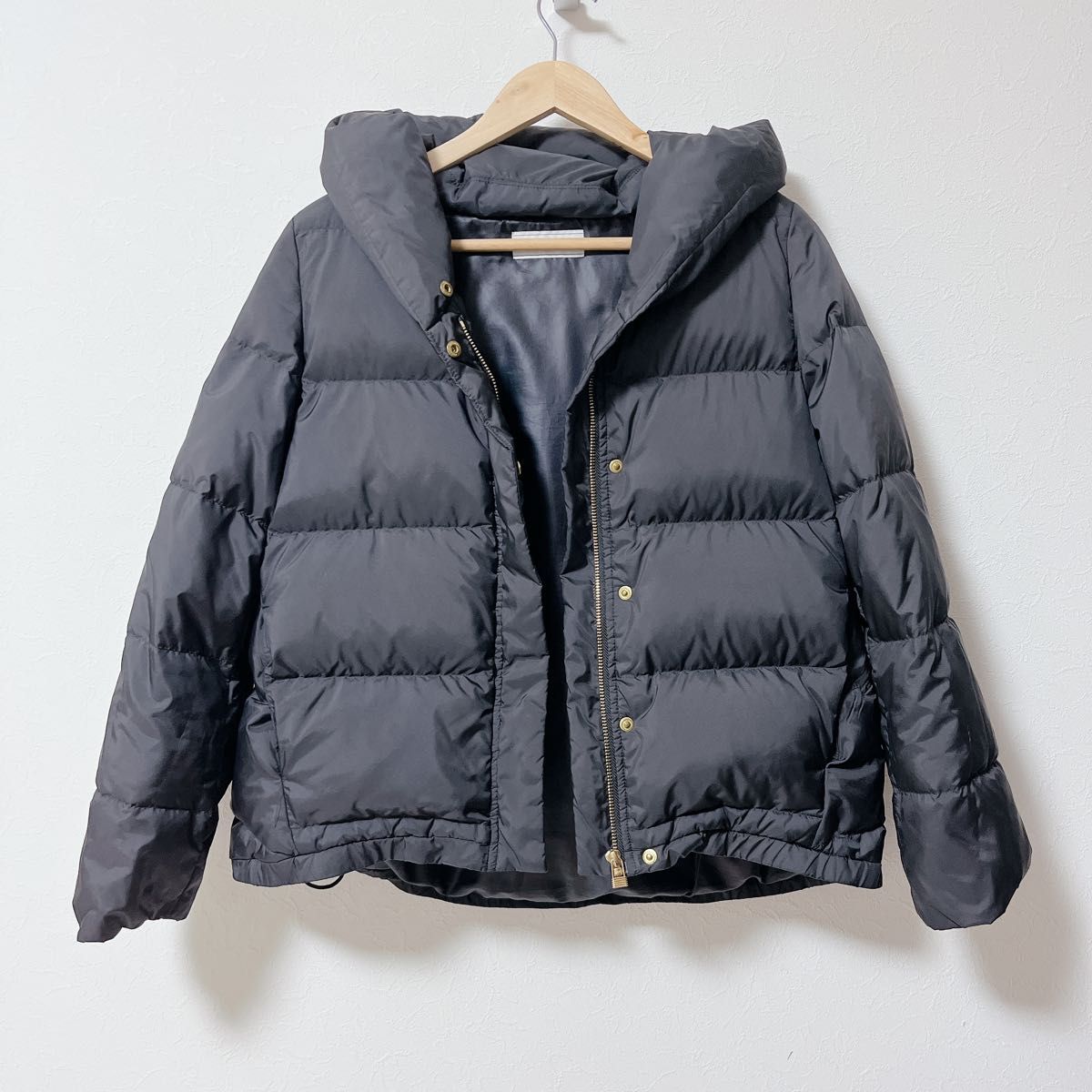 極美品 SLOBE IENA ダウン90%ショールフード ショートダウンコート 36
