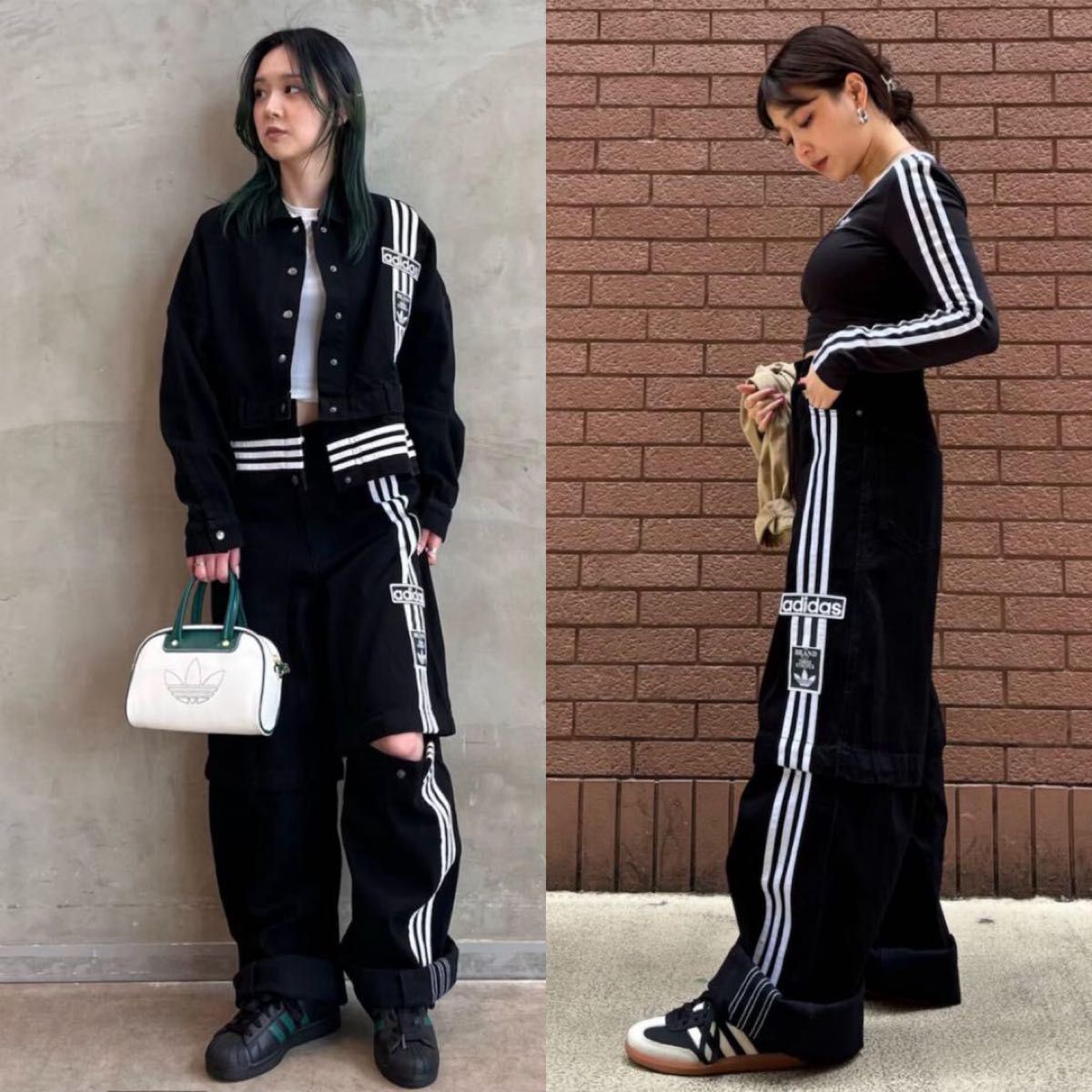 adidas アディブレイク デニム 2-IN-1 パンツ 希少サイズ25 ブラック