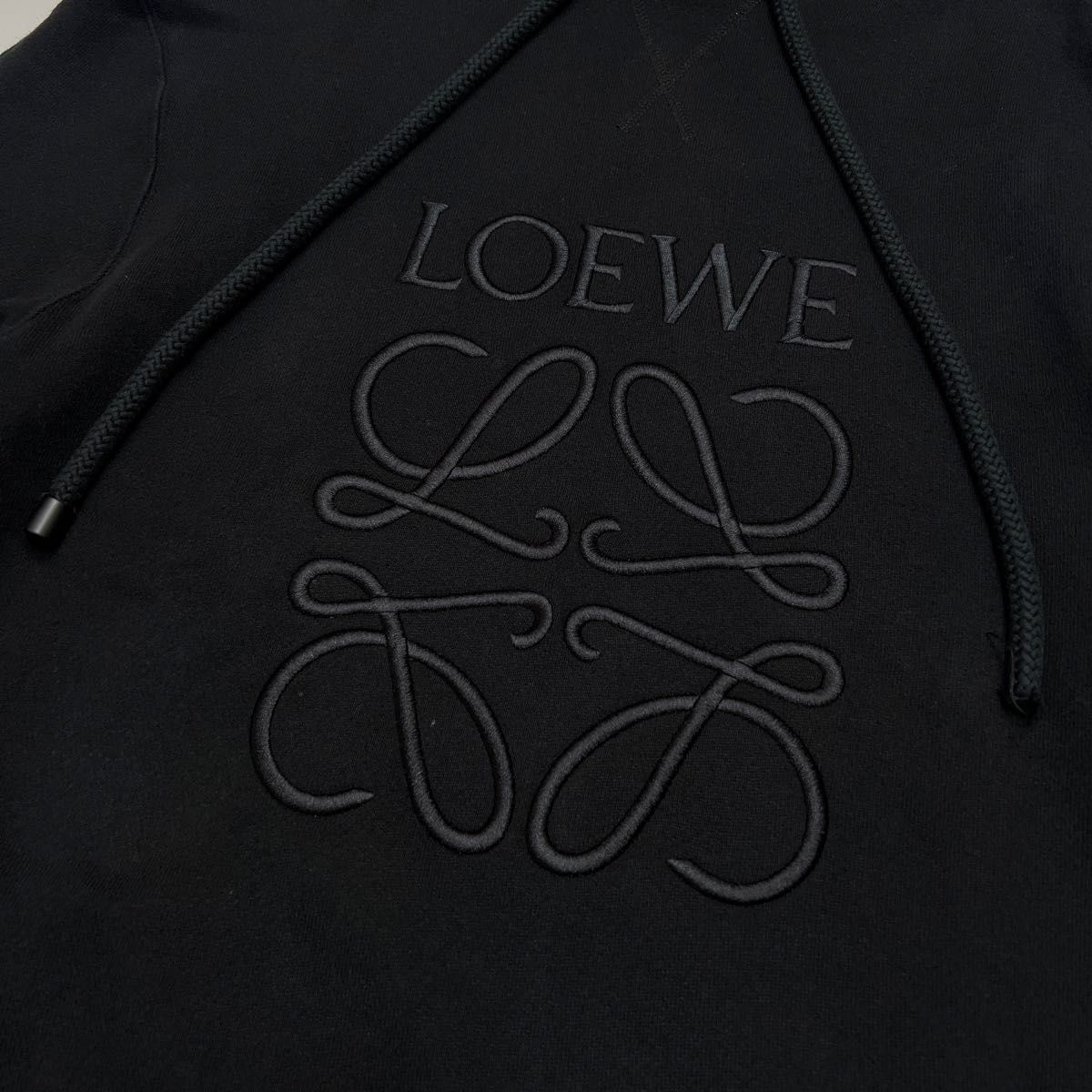LOEWE ロエベ アナグラム 刺繍ロゴ入り パーカー S ブラック フード