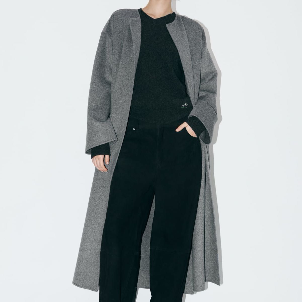 値下げ ZARA ウールブレンド コート ロングコート XS Sサイズ グレー