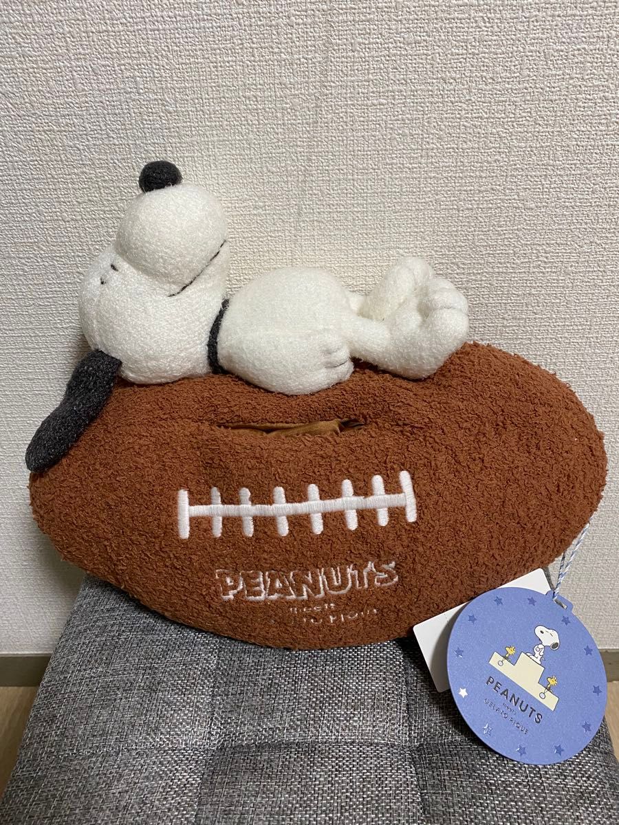 新品】スヌーピー ジェラートピケ ラグビー ティッシュケース PEANUTS