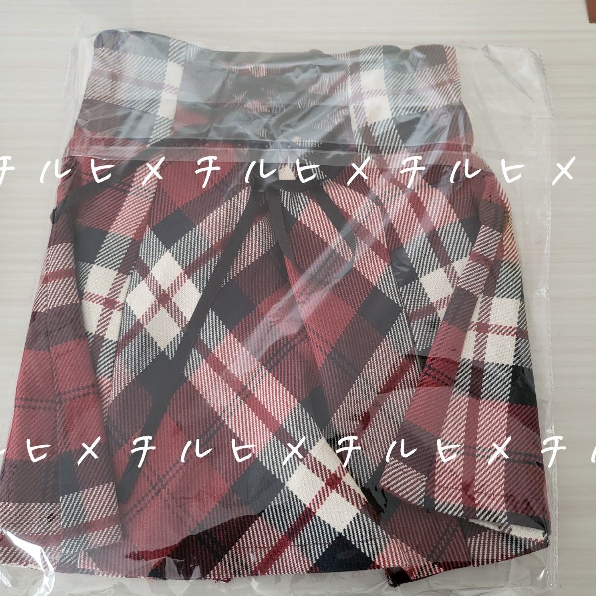 ミシェルマカロン フレアチェックスカート レッド フリーサイズ 残り1
