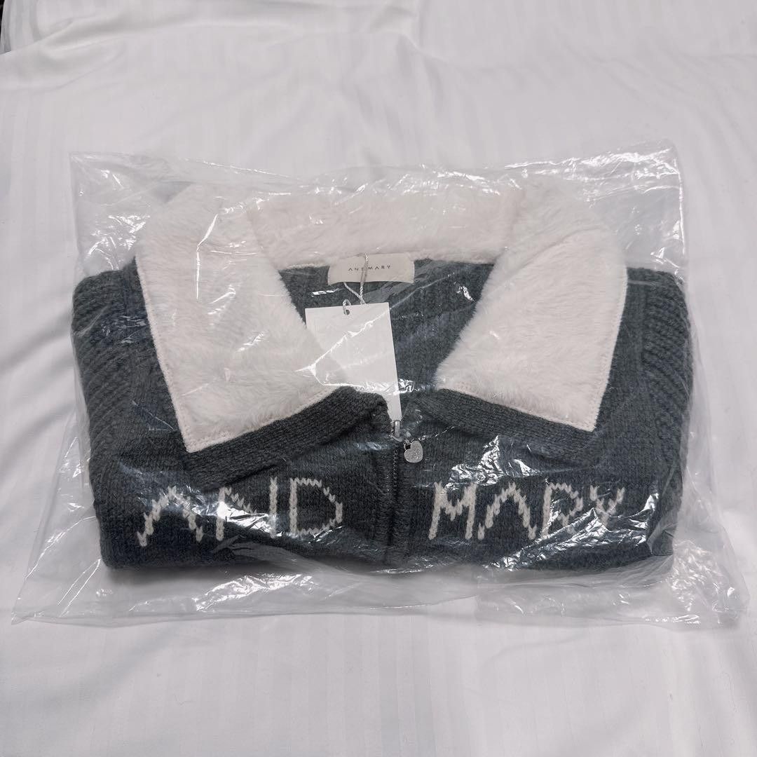 andMary Mary logo zip tops gray グレー ニット セーター 黒瀧まりあ