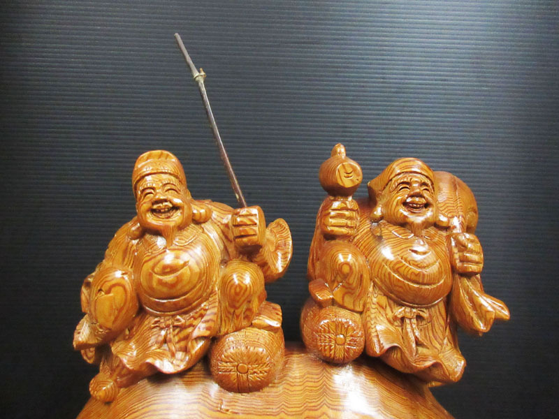 ☆B170 希少 美品 【恵比寿大黒】 屋久杉 世界自然遺産 細密彫刻