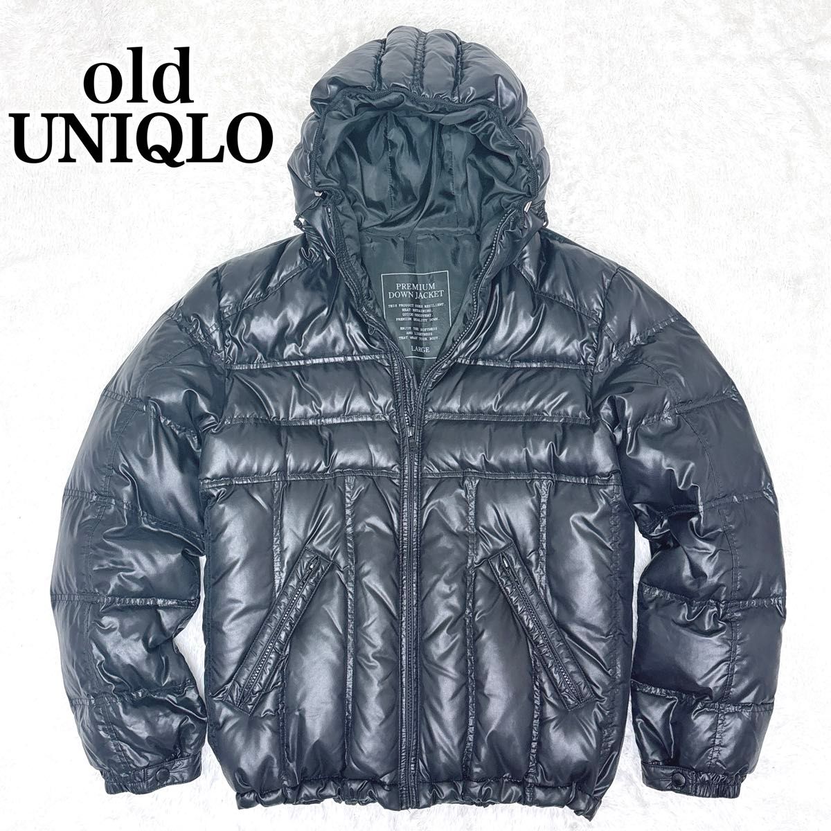 old UNIQLO ダウンジャケット 光沢 y2k 00s 短丈 L ウルトラライト