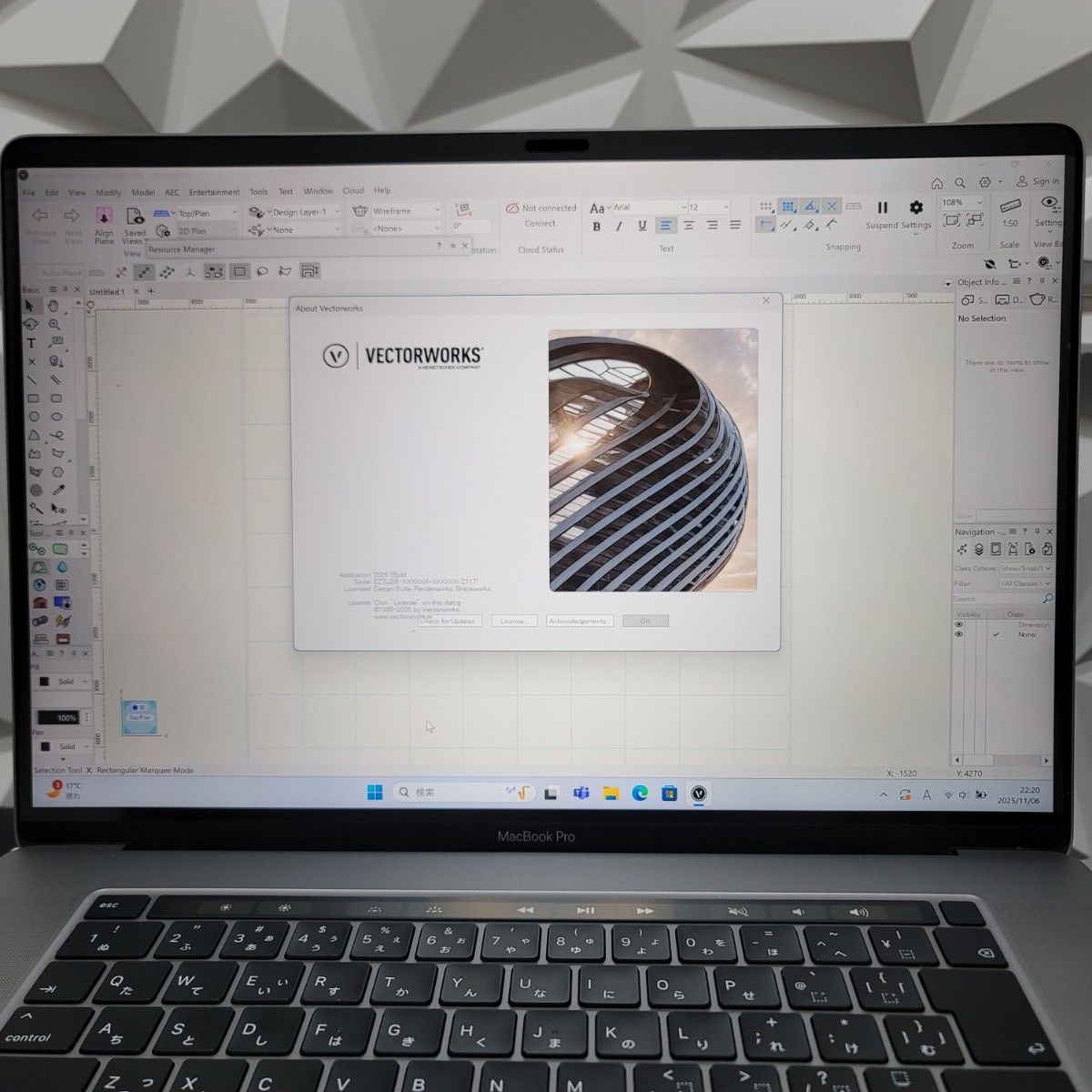美品 MacBook Pro 16インチ i9 32/1TB CAD/BIM&3D設計 Vectorworks