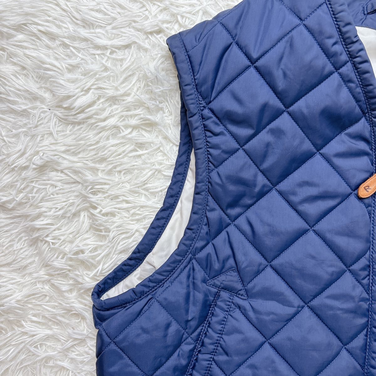 美品 45R キルティング 中綿 ダウンベスト 馬革ファスナー プリマ