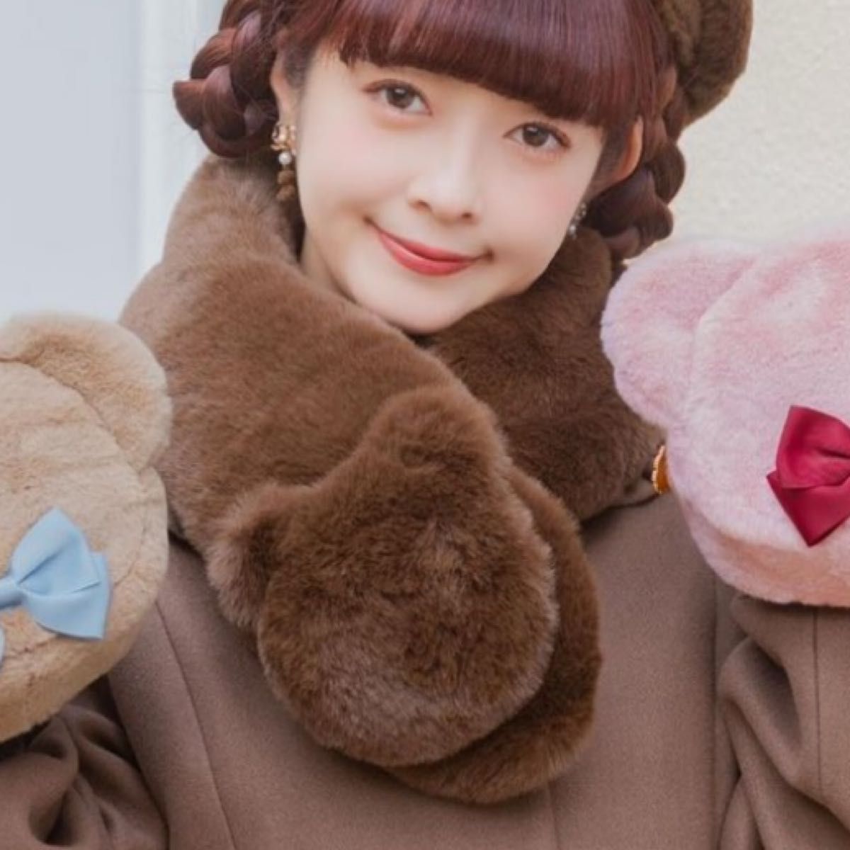 しまむら 青木美沙子 ティペット マフラー くま クマ ブラウン ファー