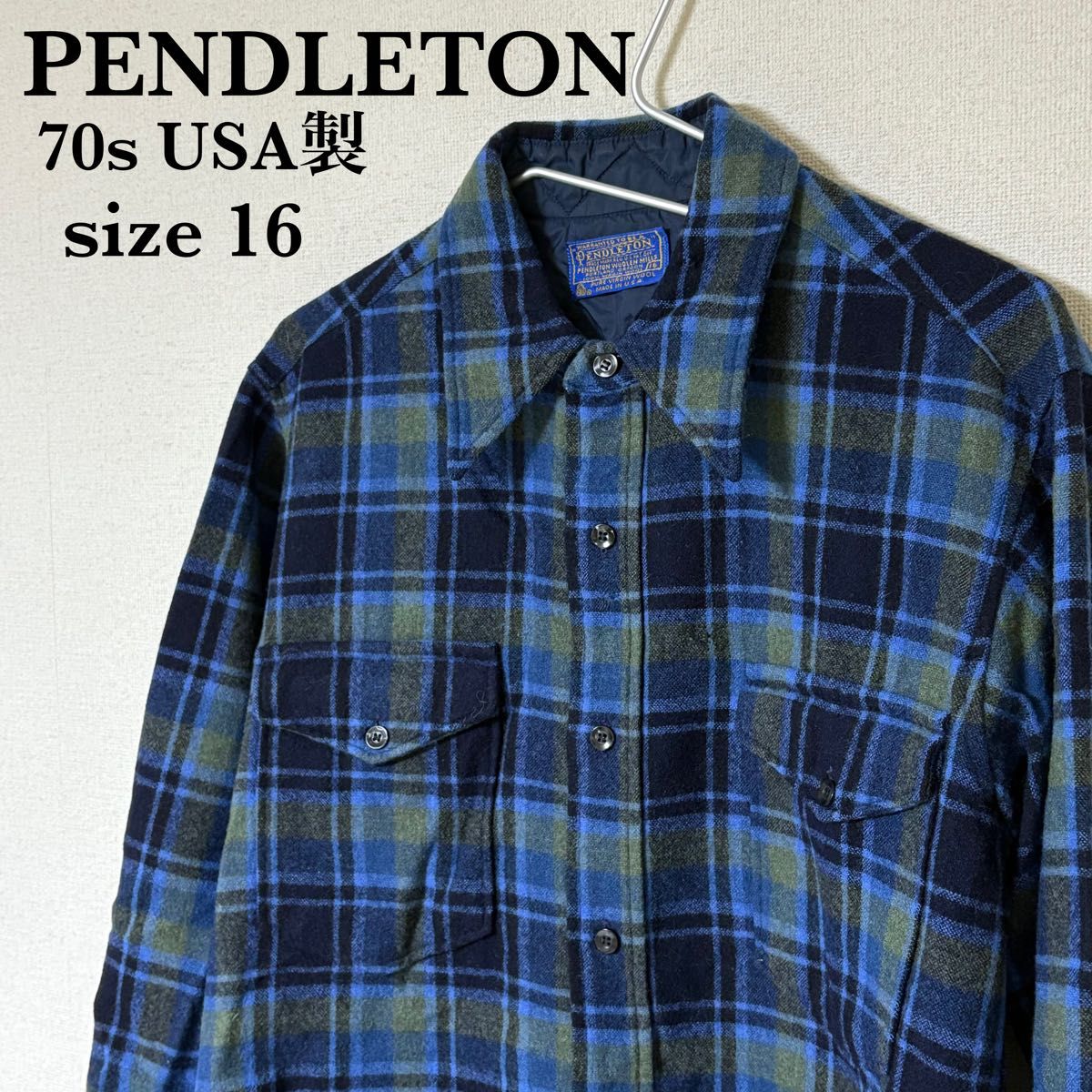 好配色 70s PENDLETON ペンドルトン USA製 ウールシャツ サイズ16