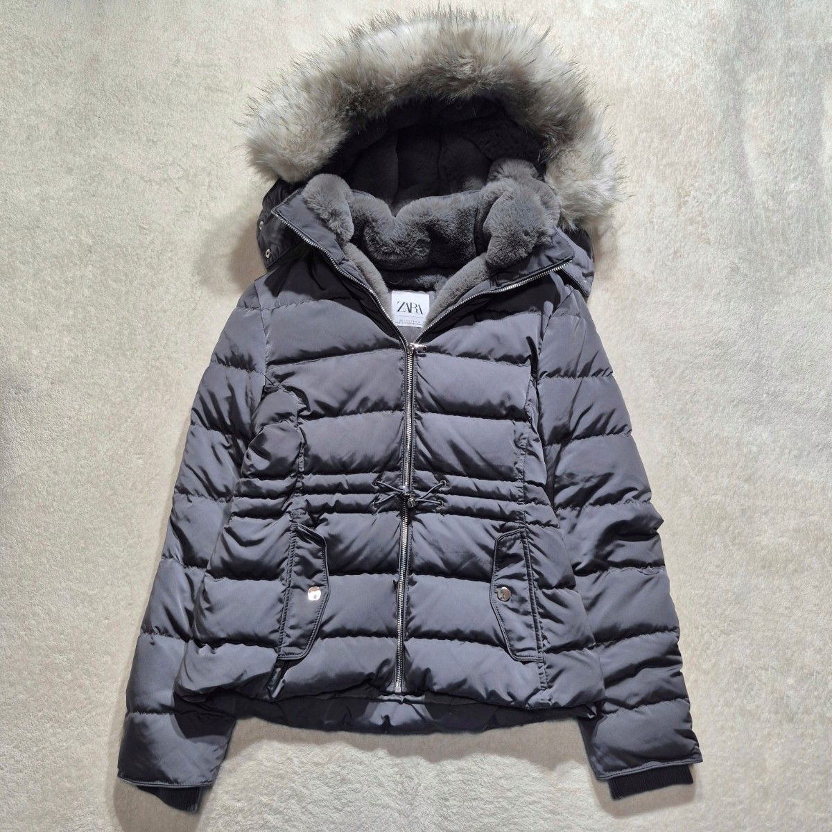 美品】ZARA ザラ 3WAY ダックダウンジャケット ファーフード付き