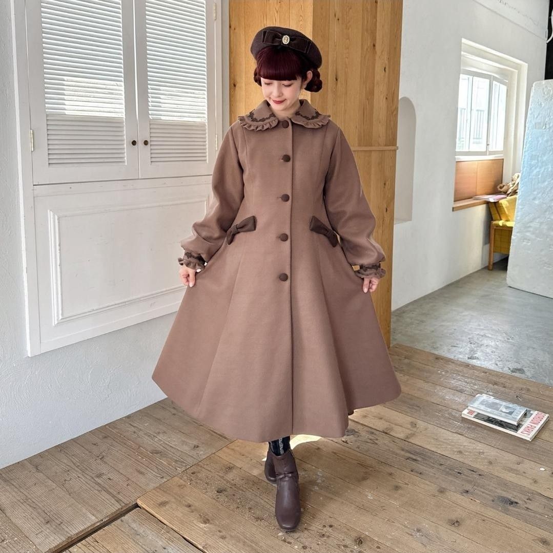 新品未使用 青木美沙子 しまむら パネル切り替えロングコート ブラウン