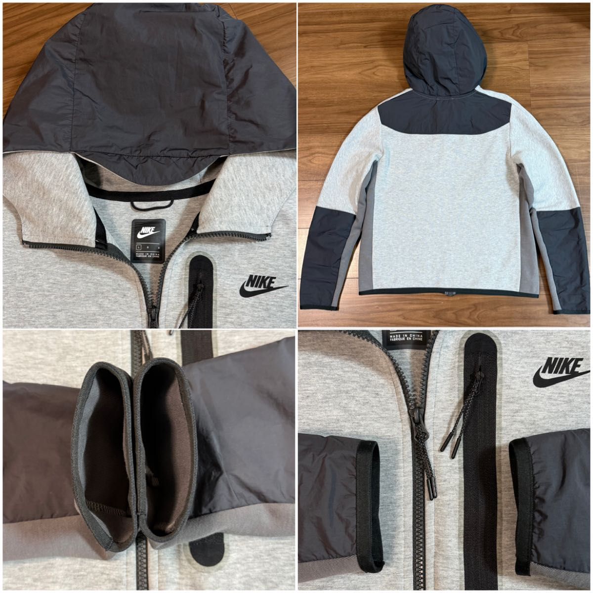 メンズL ウーブン グレー テックフリース セットアップ NIKE 廃盤 黒