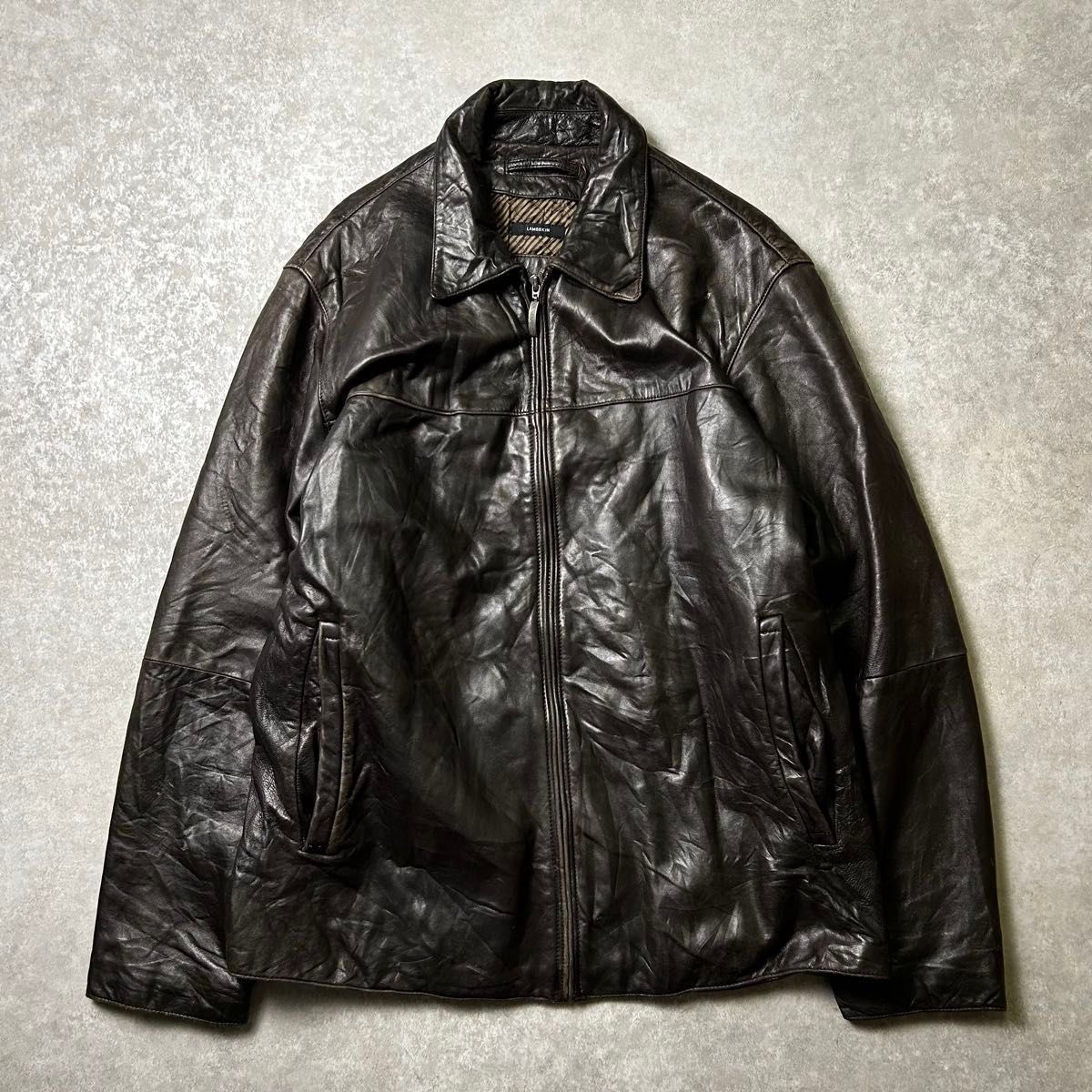 90s claiborne クレイボーン 本革 ラムレザー ジップアップレザー
