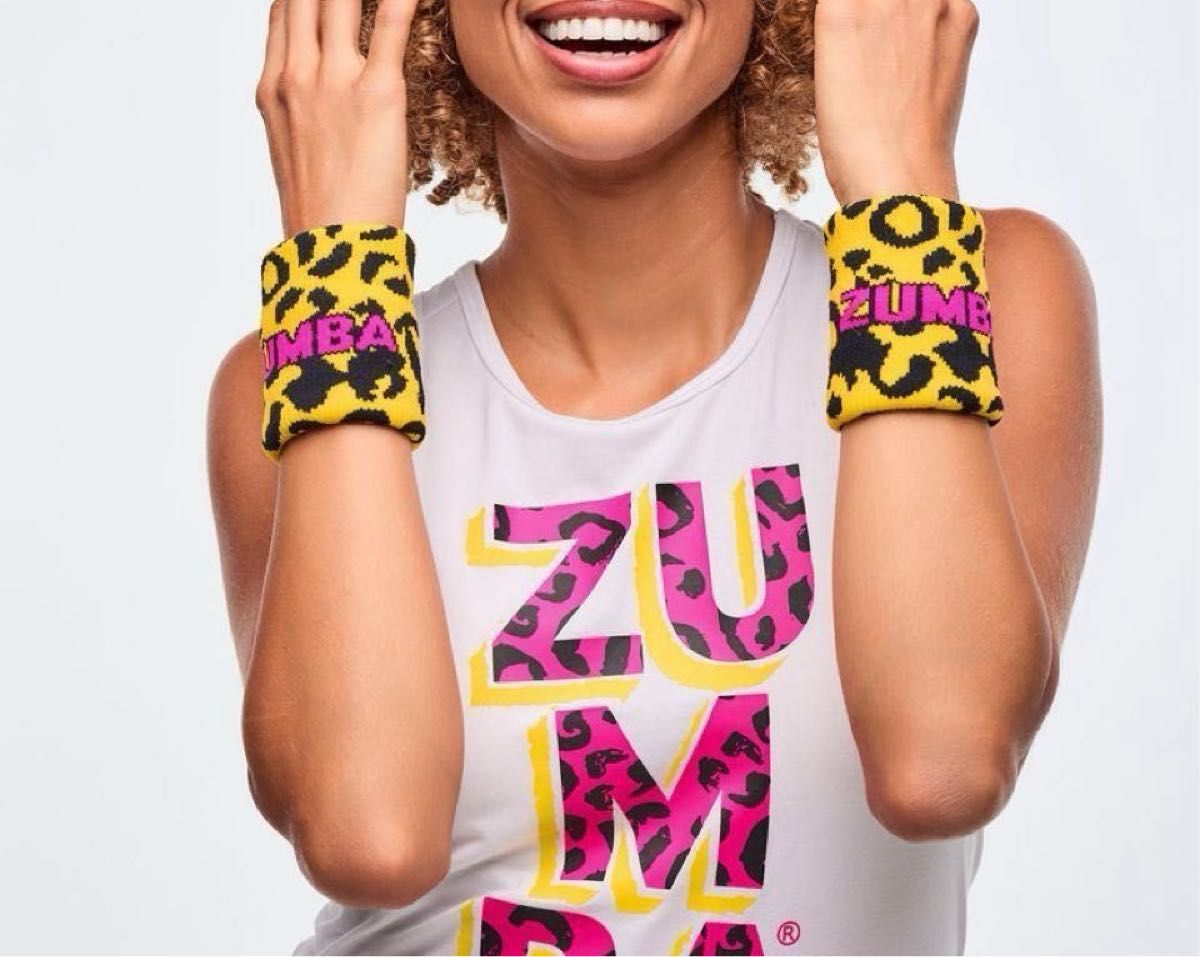 新品】新作 メンズ レディース リストバンド ズンバ zumba 黒 黄色 豹