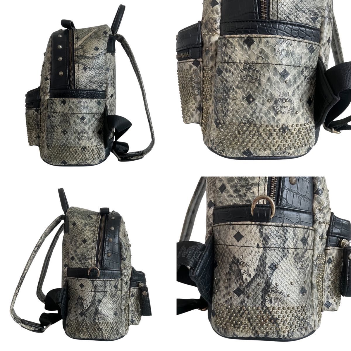 希少】MCM ヴィセトス パイソン スタッズ リュック バックパック